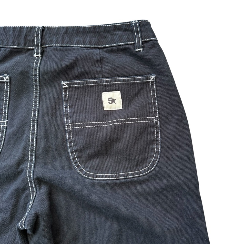 FIVE STAR Black Straight-Leg Pants with Contrast Stitching - Picture 5 of 6